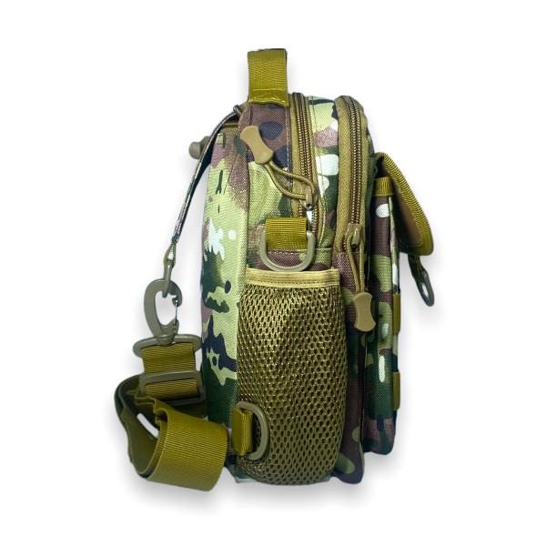 Мужская сумка-слинг, 2 отдела, фронтальные карманы, камуфляж
