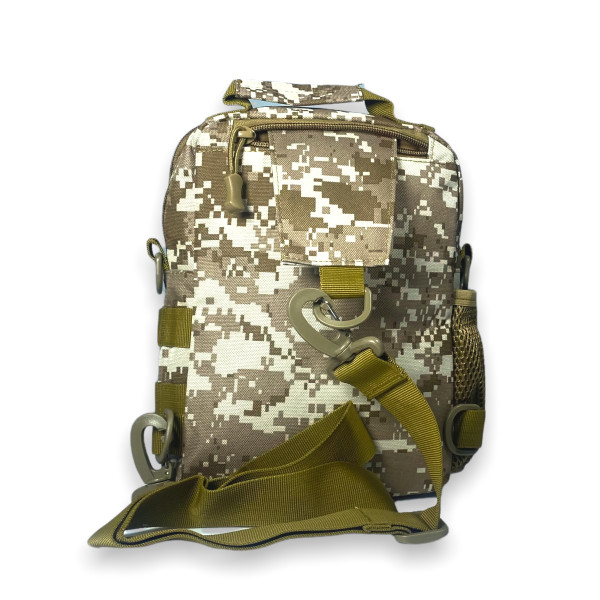 Сумка-слинг через плечо на 2 отдела, фронтальные карманы, пиксель коричневый