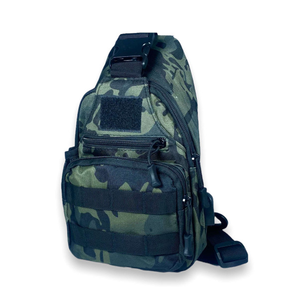 Сумка слінг через плече, два відділи, USB-слот, камуфляж