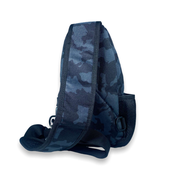 Сумка-слінг через плече, два відділи, USB-слот, камуфляж сірий