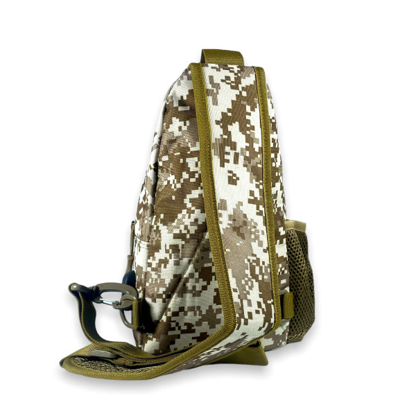 Сумка через плечо, два отдела, карманы на лицевой стороне, USB-слот, коричневый пиксель