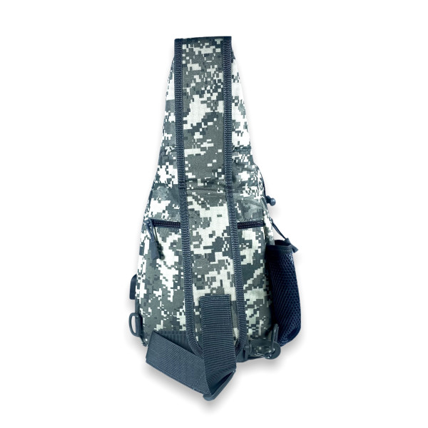 Сумка через плечо, один отдел, фронтальные карманы, USB-слот, пиксель серый