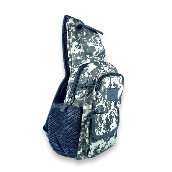 Сумка через плечо, один отдел, фронтальные карманы, USB-слот, пиксель серый