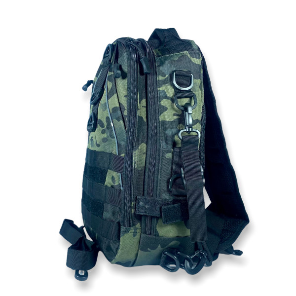 Сумка-рюкзак через плечо на два отдела, карман на обороте, зеленый камуфляж Сумка-рюкзак через плечо на два отдела, карман на обороте, зеленый камуфляж