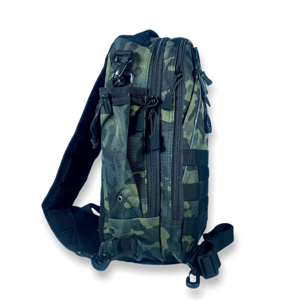 Сумка-рюкзак через плечо на два отдела, карман на обороте, зеленый камуфляж Сумка-рюкзак через плечо на два отдела, карман на обороте, зеленый камуфляж