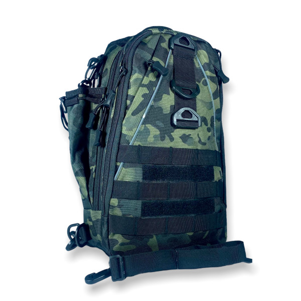 Сумка-рюкзак через плечо на два отдела, карман на обороте, зеленый камуфляж Сумка-рюкзак через плечо на два отдела, карман на обороте, зеленый камуфляж