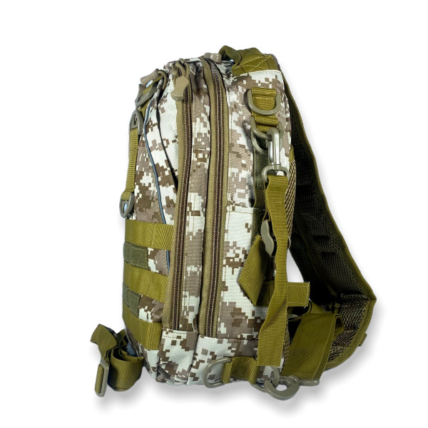 Сумка-рюкзак через плечо, два отдела, карман на обороте, пиксель коричневый Сумка-рюкзак через плечо, два отдела, карман на обороте, пиксель коричневый