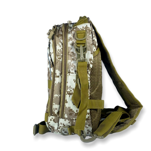 Сумка-рюкзак через плечо, два отдела, карман на обороте, пиксель коричневый Сумка-рюкзак через плечо, два отдела, карман на обороте, пиксель коричневый