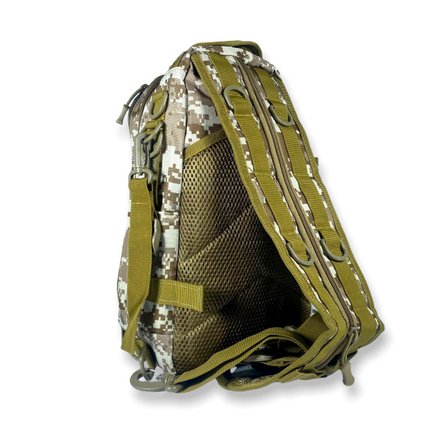 Сумка-рюкзак через плечо, два отдела, карман на обороте, пиксель коричневый Сумка-рюкзак через плечо, два отдела, карман на обороте, пиксель коричневый