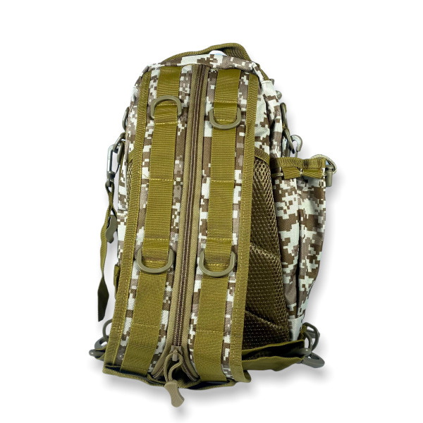 Сумка-рюкзак через плечо, два отдела, карман на обороте, пиксель коричневый Сумка-рюкзак через плечо, два отдела, карман на обороте, пиксель коричневый