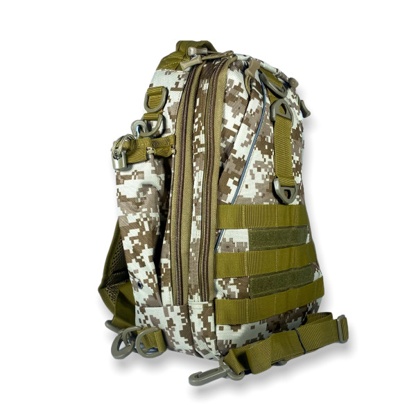 Сумка-рюкзак через плечо, два отдела, карман на обороте, пиксель коричневый Сумка-рюкзак через плечо, два отдела, карман на обороте, пиксель коричневый