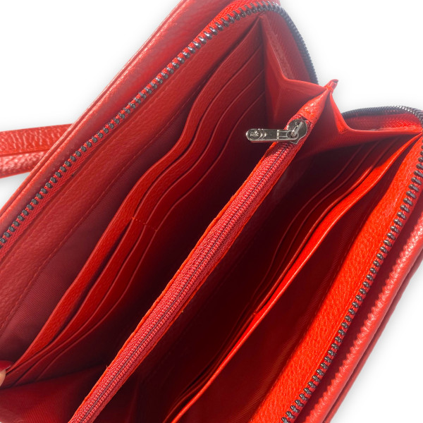 Женский кошелек кожаный, с застежкой на молнии, красный Женский кошелек кожаный, с застежкой на молнии, красный