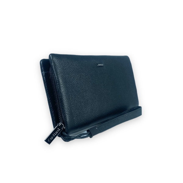 Женский кожаный кошелек, черный, с застежкой на молнии Женский кожаный кошелек, черный, с застежкой на молнии