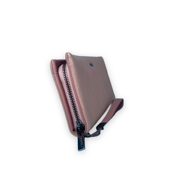Элегантный кошелек, кожаный, с застежкой на молнии, цвет пудра Элегантный кошелек, кожаный, с застежкой на молнии, цвет пудра