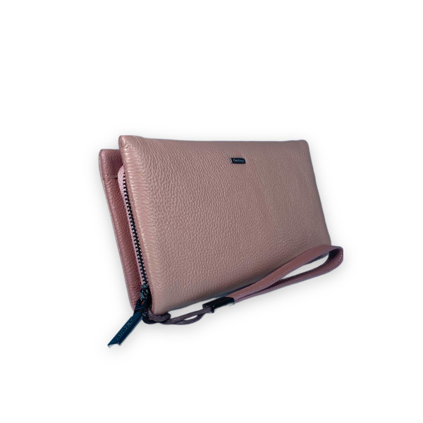 Элегантный кошелек, кожаный, с застежкой на молнии, цвет пудра Элегантный кошелек, кожаный, с застежкой на молнии, цвет пудра