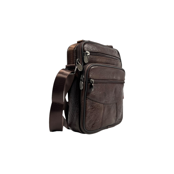 Елегантна сумка через плече з натуральної шкіри, зносостійка, коричнева Елегантна сумка через плече з натуральної шкіри, зносостійка, коричнева