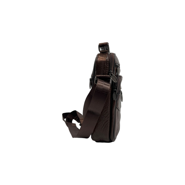 Елегантна сумка через плече з натуральної шкіри, зносостійка, коричнева Елегантна сумка через плече з натуральної шкіри, зносостійка, коричнева