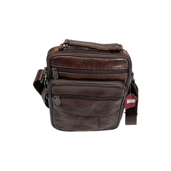 Елегантна сумка через плече з натуральної шкіри, зносостійка, коричнева Елегантна сумка через плече з натуральної шкіри, зносостійка, коричнева