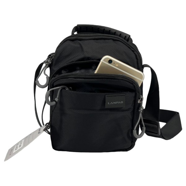 Сумка через плечо на пять отделений черная, 3 л, крепкая