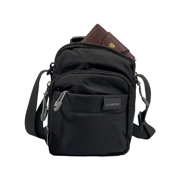 Сумка через плечо на пять отделений черная, 3 л, крепкая