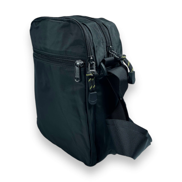 Мужская сумка через плечо на два отделения черного цвета Мужская сумка через плечо на два отделения черного цвета