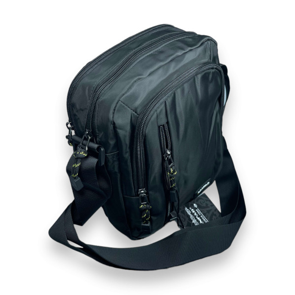 Мужская сумка через плечо на два отделения черного цвета Мужская сумка через плечо на два отделения черного цвета