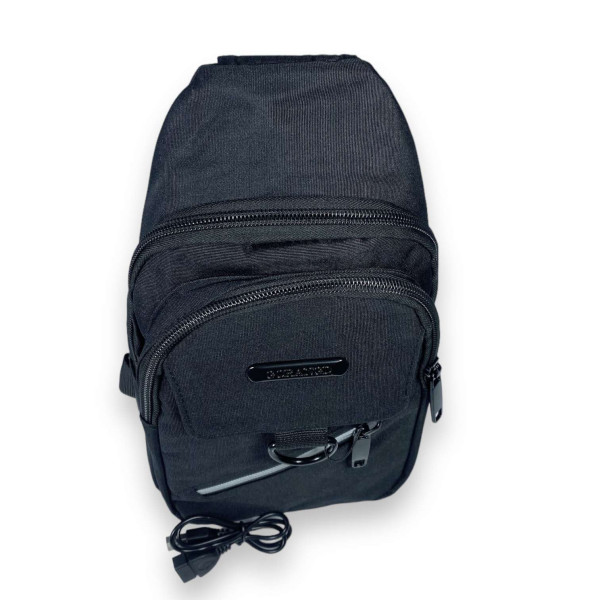 Слинг Gorangd, два отделения, USB+кабель, внутренний карман, два фронтальных кармана, размер 30*17*8 см, черный