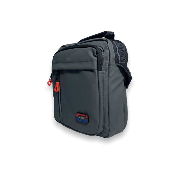 Чоловіча сумка через плече, два відділи, дві кишені на лицьовій стороні, колір сірий