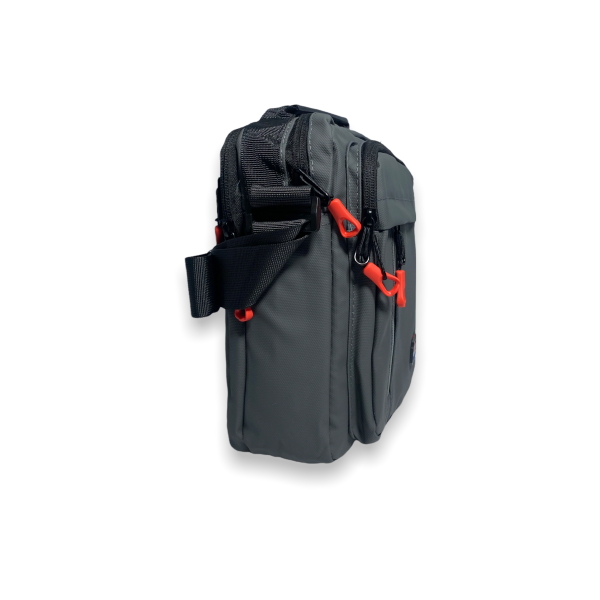 Чоловіча сумка через плече, два відділи, дві кишені на лицьовій стороні, колір сірий