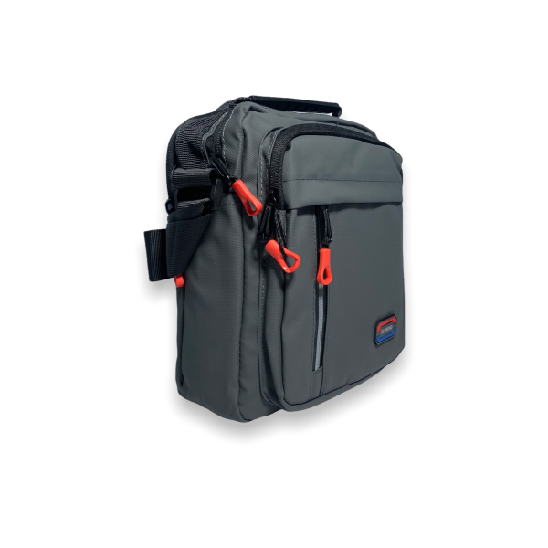 Чоловіча сумка через плече, два відділи, дві кишені на лицьовій стороні, колір сірий