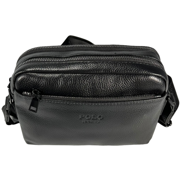 Стильна та елегантна чпловіча сумка через плече, 3 відділення, чорна