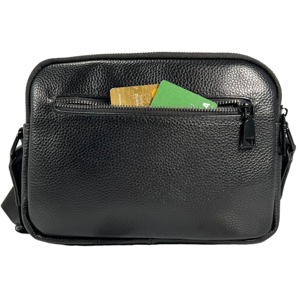Стильна та елегантна чпловіча сумка через плече, 3 відділення, чорна
