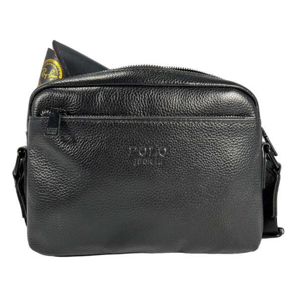 Стильна та елегантна чпловіча сумка через плече, 3 відділення, чорна