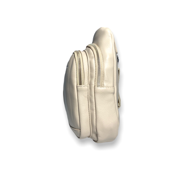 Сумка-слинг из искусственной кожи для женщин 6680 на два отдела размер: 27*15*6 см бежевый