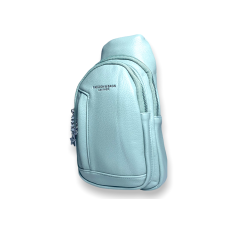 Сумка-слинг из искусственной кожи для женщин 6680 на два отдела размер: 27*15*6 см голубой