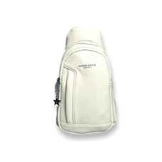 Сумка-слинг из искусственной кожи для женщин 6680 на два отдела размер: 27*15*6 см молочный