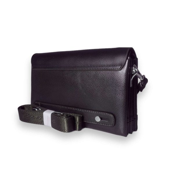 Мужской кошелек клатч Langsa портмоне из экокожи три отдела дополнительные карманы размер: 22*15*5 см коричневый