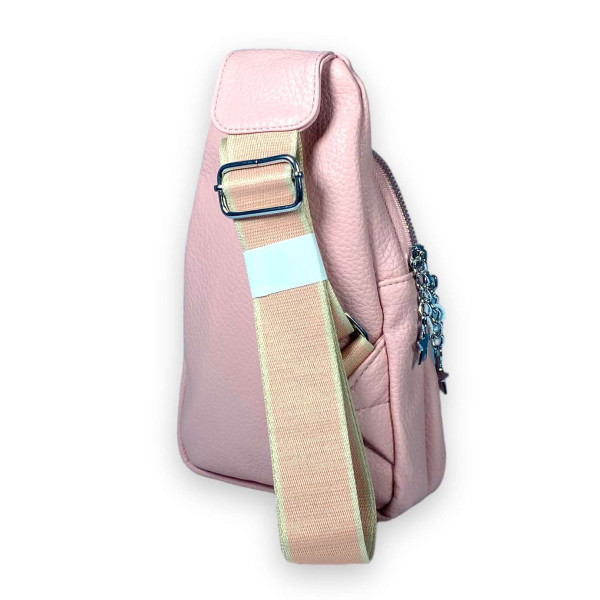 Слинг сумка женская через плечо Fashion&bags два отделения экокожа размеры 25*15*7см светло розовый