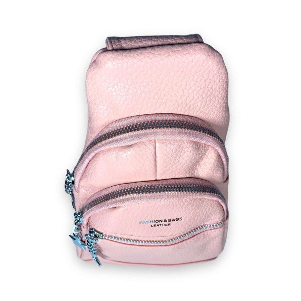 Слинг сумка женская через плечо Fashion&bags два отделения экокожа размеры 25*15*7см светло розовый