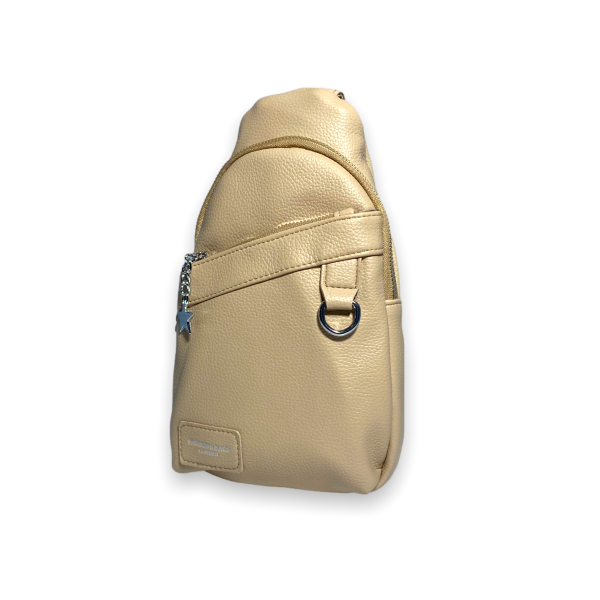 Слинг сумка женская через плечо,одно отделение экокожа, с одной лямкой, 6697 размеры 27*15*5 см бежевый