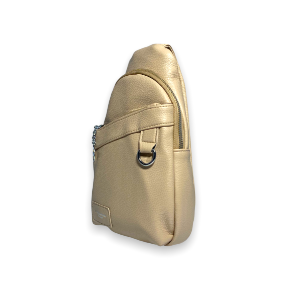 Слинг сумка женская через плечо,одно отделение экокожа, с одной лямкой, 6697 размеры 27*15*5 см бежевый