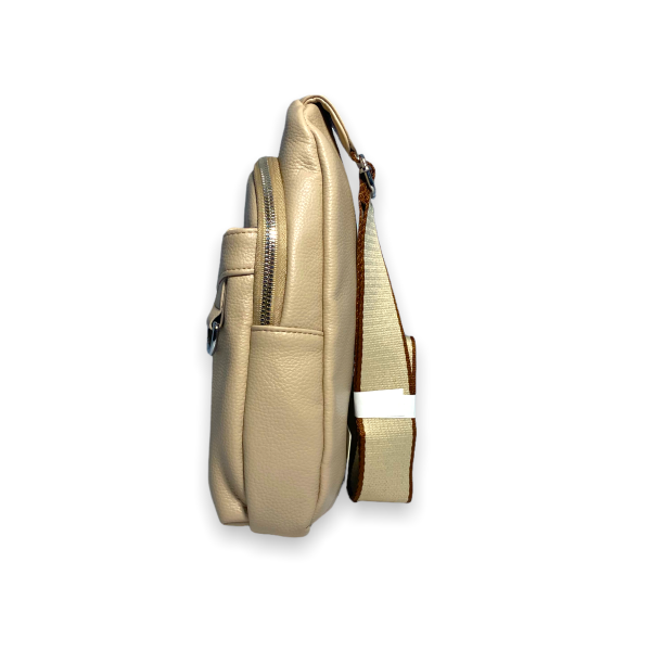 Слинг сумка женская через плечо,одно отделение экокожа, с одной лямкой, 6697 размеры 27*15*5 см бежевый