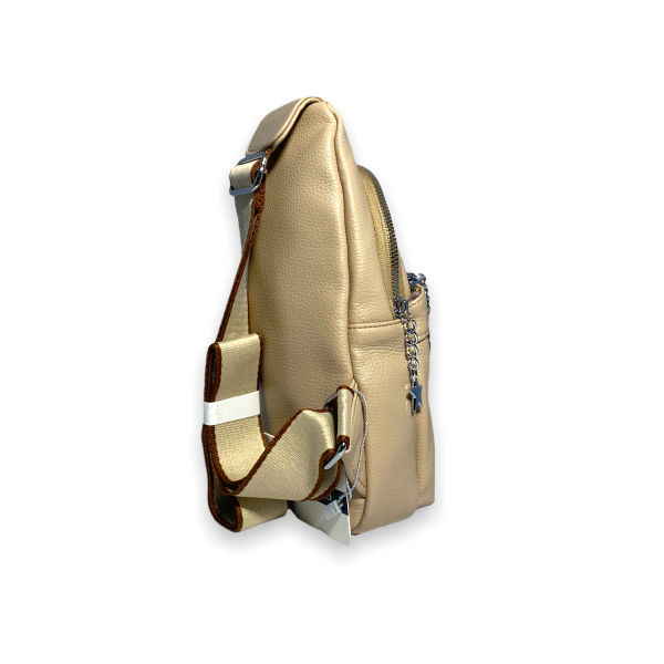 Слинг сумка женская через плечо,одно отделение экокожа, с одной лямкой, 6697 размеры 27*15*5 см бежевый