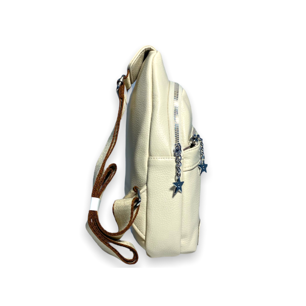 Слинг сумка женская через плечо одно отделение экокожа с одной лямкой, 6697 размеры 27*15*5 см молочный