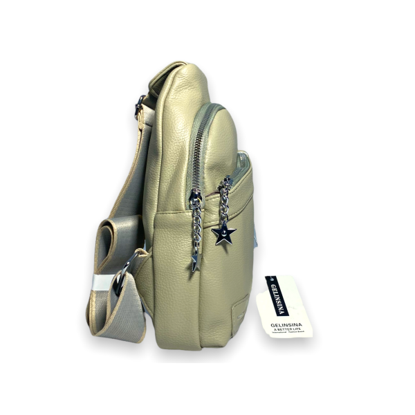 Слинг, сумка женская через плечо, одно отделение  экокожа, с одной лямкой, 6697 размеры 27*15*5 см зеленый