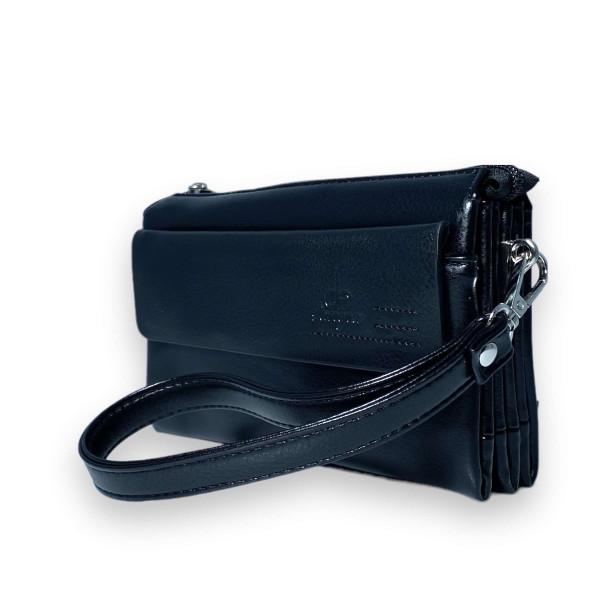 Чоловічий гаманець клатч Langsa три відділи додатковий ремінь в комплекті розмір: 20*12*5 см чорний