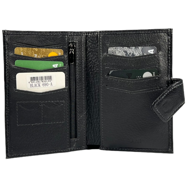 Функциональный мужской кошелек из натуральной кожи, с монетницей, черного цвета. Функциональный мужской кошелек из натуральной кожи, с монетницей, черного цвета.