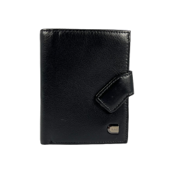 Гаманець з натуральної шкіри чорного кольору з 3 відділами для купюр, чоловічий