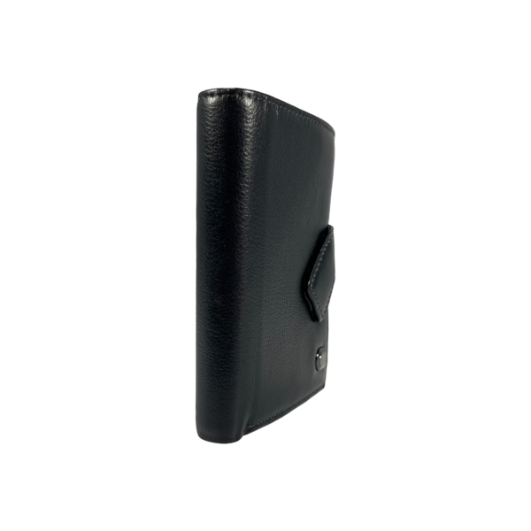 Кошелек из натуральной кожи черного цвета с 3 отделами для купюр, мужской