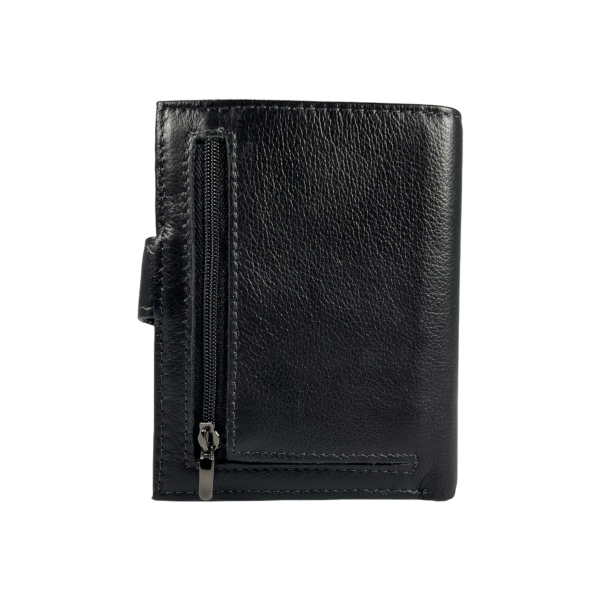 Кошелек из натуральной кожи черного цвета с 3 отделами для купюр, мужской
